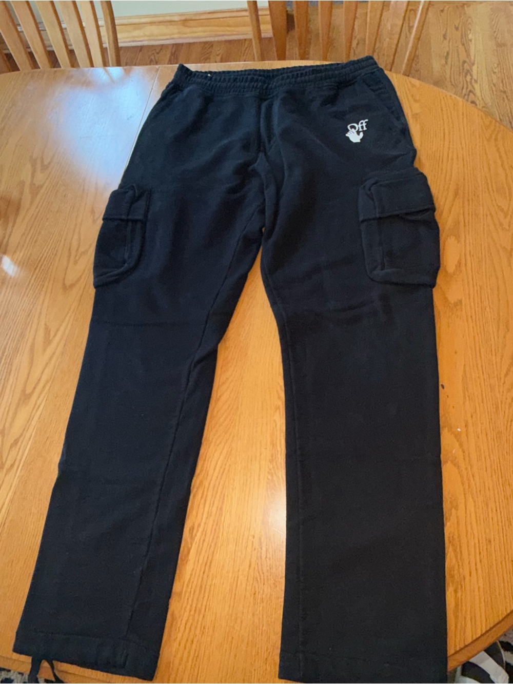 Off-White Black Cargo Track Pants with Logo